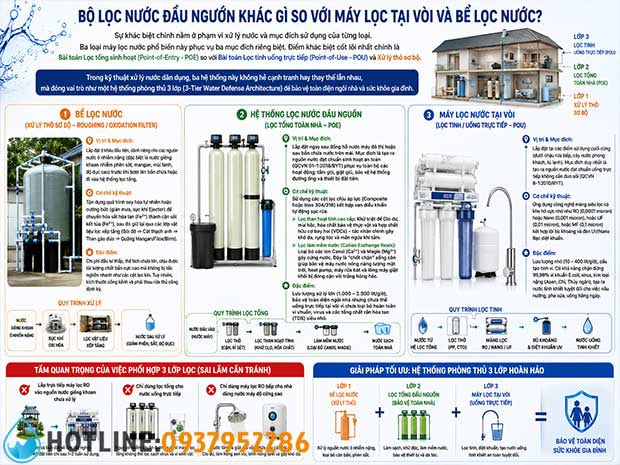 Hệ thống lọc nước đầu nguồn khác biệt với máy lọc nước tại vòi