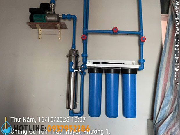 Hệ thống lọc tổng chung cư giá rẻ sử dụng màng UF 3000 lít