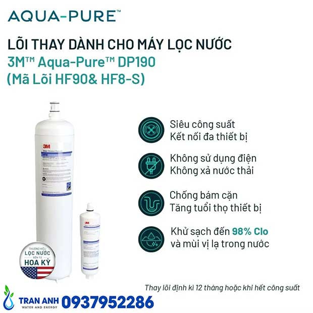 Bộ Lõi Lọc Nước 3M HF90 & HF8-S Cho Máy 3M DP190 | Nhập Khẩu Mỹ
