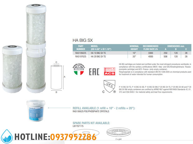 Lõi Chống Đóng Cặn Atlas Filtri HA BIG 10 inch