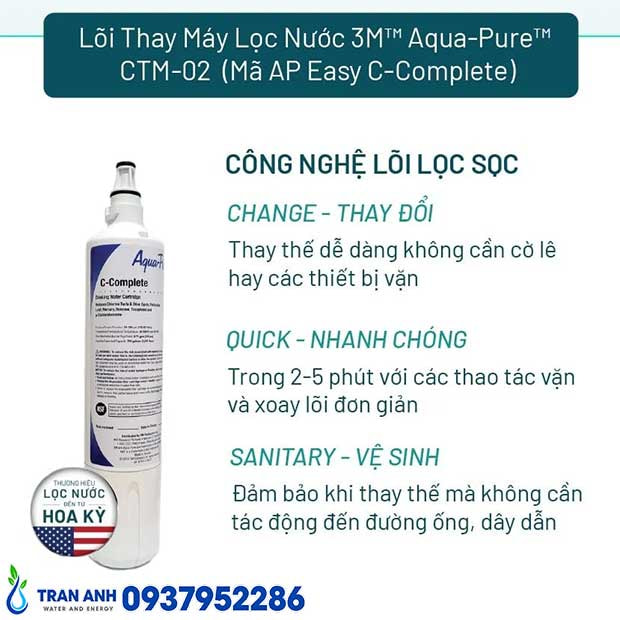 Lõi Lọc Nước 3M Aqua-Pure C-Complete | Nhập Khẩu Mexico