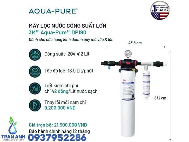 Máy Lọc Nước Thương Mại 3M Aqua-Pure DP190 Nhập Mỹ | Trần Anh