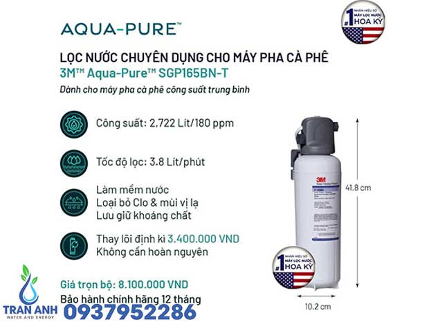 Máy Lọc Nước Máy Pha Cà Phê 3M SGP165BN-T Chính Hãng | Lọc Nước Trần Anh