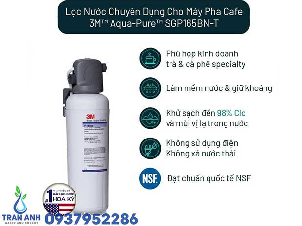 Máy Lọc Nước Máy Pha Cà Phê 3M SGP165BN-T Chính Hãng | Lọc Nước Trần Anh