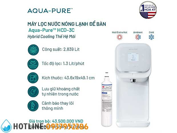 Máy Lọc Nước Nóng Lạnh Để Bàn 3M™ Aqua-Pure™ HCD-3C | Trần Anh