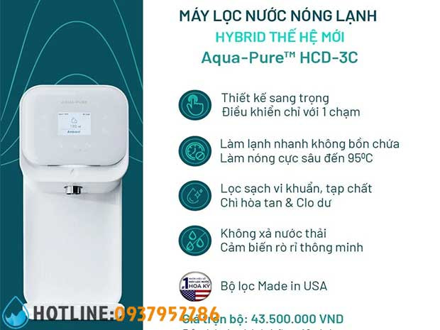 Máy Lọc Nước Nóng Lạnh Để Bàn 3M™ Aqua-Pure™ HCD-3C | Trần Anh