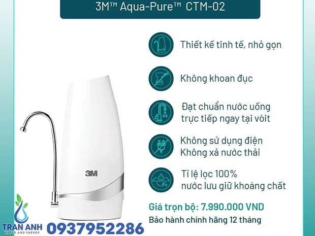 Máy Lọc Nước Để Bàn 3M Aqua-Pure CTM-02 | Lọc Nước Trần Anh