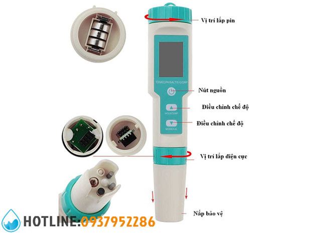 Thumbnail 2: Bút Thử Nước 7 in 1 SALT/ pH/ TDS/ EC/ ORP/ SG/ TEMP COM600