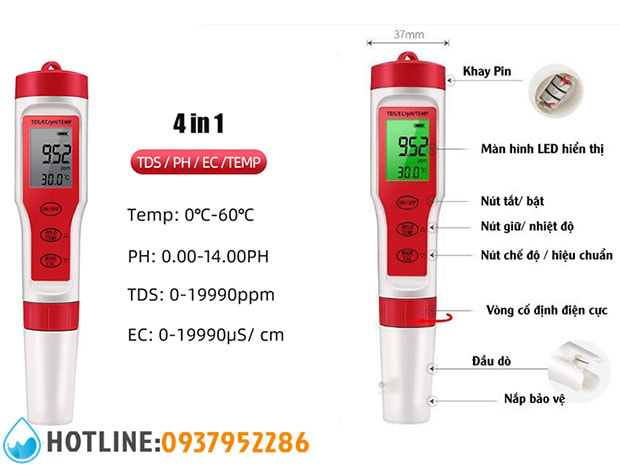 Thumbnail 2: Bút Đo TDS/ pH/ EC/ Nhiệt độ 4 in 1 EZ-9908