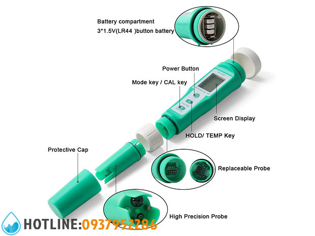 Thumbnail 3: Bút Đo Hydrogen/ Độ Mặn/ pH/ ORP/ EC/ TDS/ Nhiệt Độ/ S.G/ 10 in 1 YY-1010