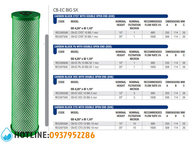 Thumbnail 2: Lõi Than Hoạt Tính Atlas Filtri CB-EC BIG 20 inch 5 Micron