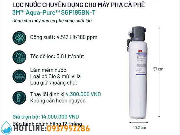 Thumbnail 3: Máy Lọc Nước Cho Máy Pha Cà Phê 3M SGP195BN-T