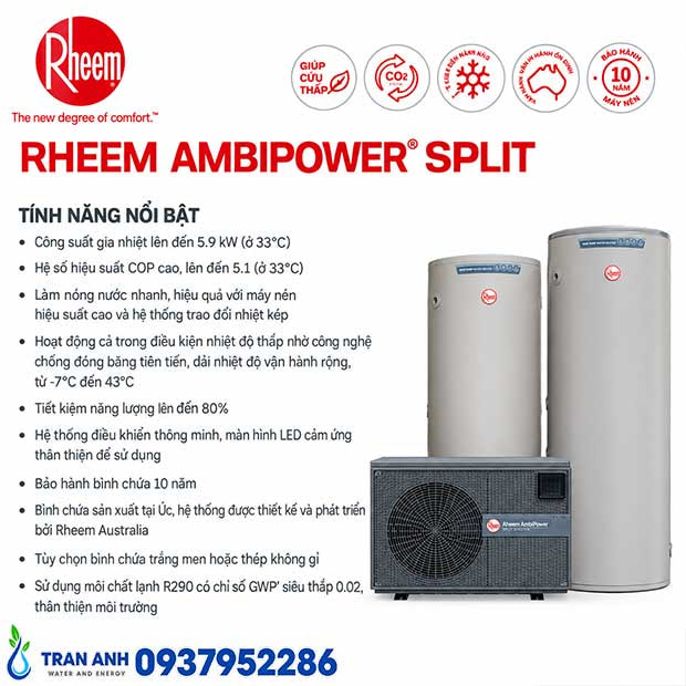 Thumbnail 4: Máy Bơm Nhiệt Rheem AmbiPower® Split 325L